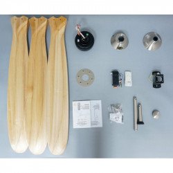 Ventilador de techo, Geronimo BK-SW, 223cm, DC, aspas madera clara/ cuerpo cromado, wifi, termostato, Klassfan.