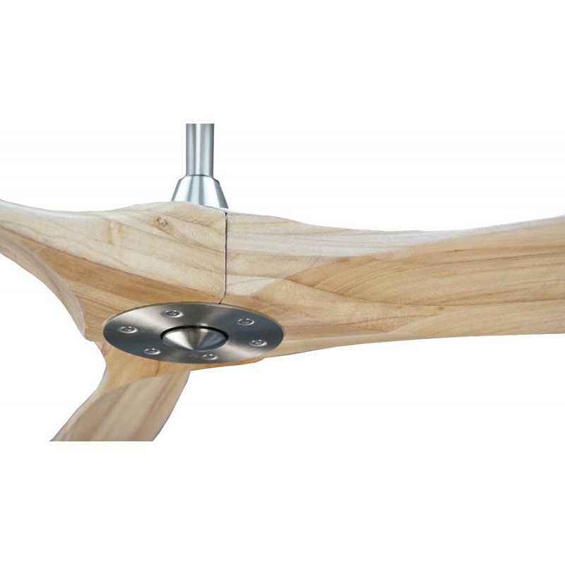 Ventilador de techo, Geronimo BK-SW, 223cm, DC, aspas madera clara/ cuerpo cromado, wifi, termostato, Klassfan.