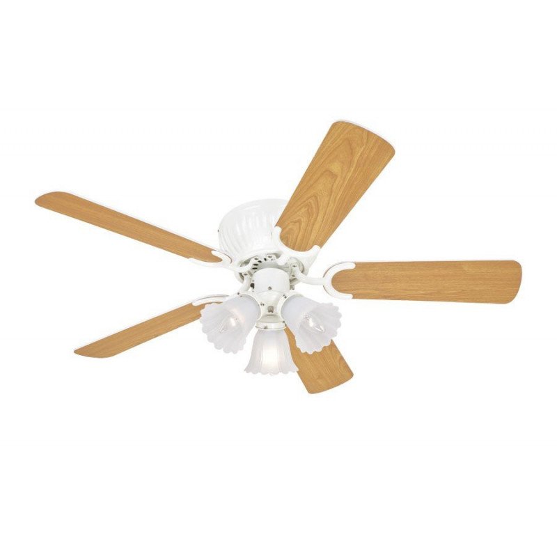 Ventilador de techo 105 cm, blanco con 3 luces aspas con dos caras impecables