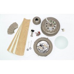 Ventilador de techo, 132 cm. con lámpara, cuerpo titanio, aspas doble cara.